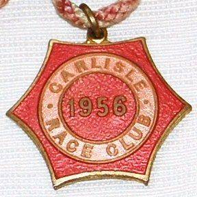 Rare 1956 Carlisle Race Club / Horse Racing Metal enamel Badge Pink W 