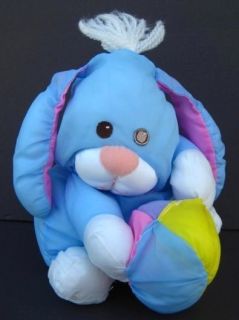 blue bunny rabbit w ball puffalumps vintage 80 s