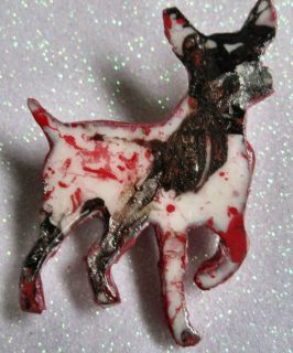 OOAK Rat Terrier Puppy Dog Black Red Sliver Swirls Silhouette Pin by 