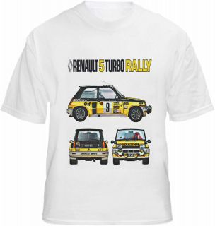 Renault 5 T shirt Turbo Racing Rally Car Blueprint Plans Style Tee
