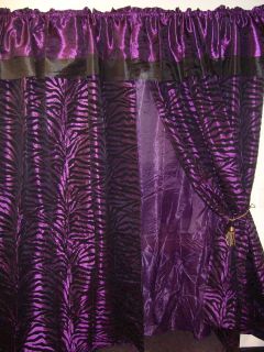   animal print stripe Zebra purple window curtains sheer &valance