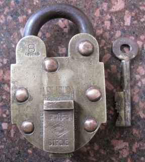   Heavy Brass & Copper 8 Lever lock PadLock Collectible trick or puzzle