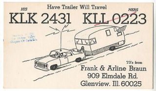 QSL CB Radio Card Illinois IL Glenview Trailer Camper Camping Frank 