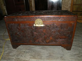   SHIP ANTIQUE ASIAN CHINESE ORIENTAL CAMPHOR WOOD TRUNK BLANKET CHEST