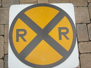 RAILROAD CROSSING SIGN. 24 INCHES ROUND REAL ALUMINUM, MUTCD LEGAL 