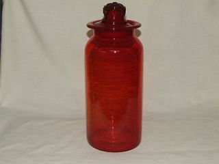 Vintage Red Yellow Amberina Glass 13 Apothecary Candy Jar Canister
