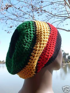 Black green yellow red Jamaican Tam reggae Hat Slouchy rasta Crochet 