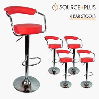 Set of 4 Red Modern Bombo Chair Swivel Pub Bar Stools Barstools PU 