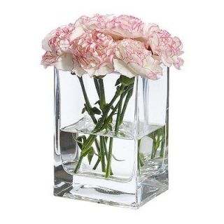 clear tall Rectangle Glass Modern Vase Wedding centerpiece Floral 