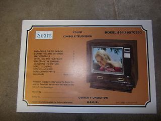 Vintage  Color Console Television Owner Operator Manual Model 564 