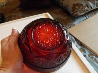Inch Vintage Luminarc Arcoroc Ruby Red Pressed Glass Bowl