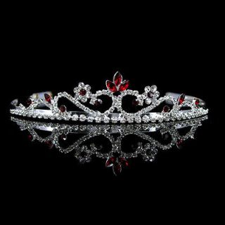 Bridal Red Rhinestone Crystal Prom Wedding Tiara Headband 8369