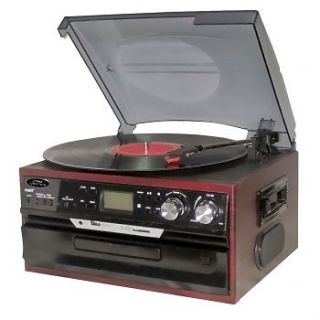   TURNTABLE RECORD PLAYER w/ AM/FM RADIO/CASSETTE​/CD USB/SD AUX IN