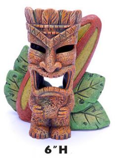 Tiki with Surfboard , Resin ornament , decor , fish or reptiles 6 x 