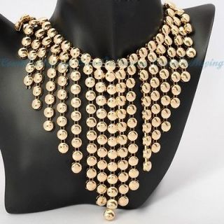   Style Golden Beads Chain Tassels Adjustable Short Pendant Necklace