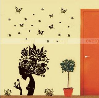   Flower Fairy Girl Removable PVC Wall Sticker Home Decor Decal