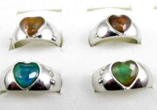 Hot Sale ringsWholesal​e 10 Pcs Color Changable heart Mood Rings 