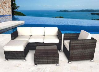   piece Outdoor Rattan Wicker Yard Lawn Deck Furniture Sofa Set