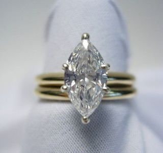 ct. MARQUISE DIAMOND SOLITAIRE ENGAGEMENT RING + WEDDING RING  14K