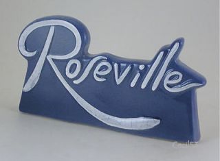 ROSEVILLE POTTERY DEALER CERAMIC SIGN PLAQUE BLUE