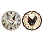  SET OF TWO CHICKEN / ROOSTER CLOCKS WALL DECOR VINTAGE DESIGN CLOCK