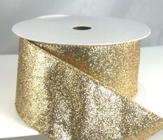 Wired Glitter Christmas Ribbon #40 2 1/2   Gold, Silver, Red, Blue 