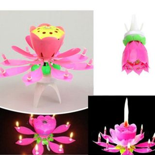   Birthday Candle Flower Party Gift Sparkler Cake Topper Rotating