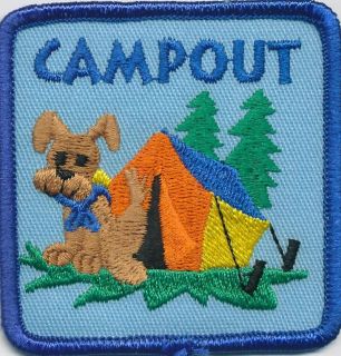 Girl Boy Cub CAMP OUT DOG Fun Patches Crests Badges SCOUT GUIDES Tent 