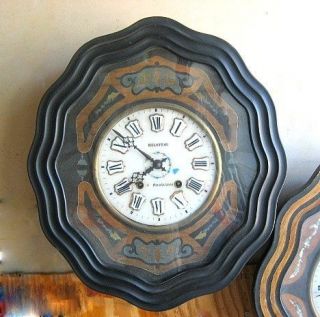 Antique MORBIER French Bakers Wall Clock Signed Halopeau, Quelaines