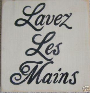 WASH YOUR HANDS French Paris Chic Shabby Bathroom Sign Wood UPik Color 