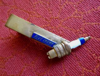 Vintage Blue Crown Spark Plug TIE CLIP. Rare Item for Your Collection