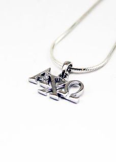 Alpha Chi Omega sterling silver horizontal lavaliere w/ lab created 