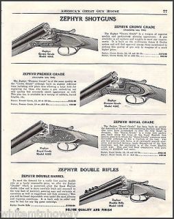 1949 ZEPHYR SHOTGUN AD Crown 404E Premier 406E Royal 410E Double 