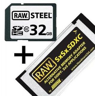 Hoodman RAW 32GB SDHC Class 10 Card with SDXC SxS Adapter