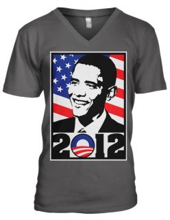 Barack Obama Portrait American Flag 2012 President Election Mens V 