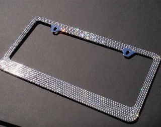 Row Light Black (C Type) Diamond Rhinestone License Plate Frame+Caps