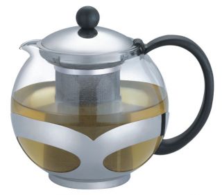 Stainless Steel Glass TEA POT Teapot w. Strainer 1200 ML 5 CUP Fast 