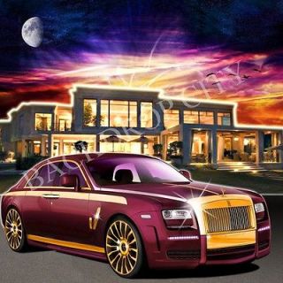 8X8 HIP HOP RAP CLUB MANSION AND CAR COMBO BACKDROP BACKGROUND