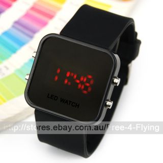   12 Mini Color Mirror Face LED Silicone Men Lady Sport Watch Promotion