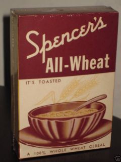 1930s Vintage Cereal Box~ SPENCERS ALL WHEAT