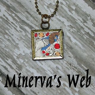 William Morris BIRD 1 Art Glass Charm Pendant Necklace by Minervas Web