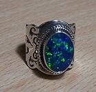 925 STERLING SILVER STUNNING BLUE FIRE OPAL RING(US 6 3/4 UK N)