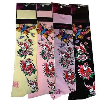 Ed Hardy Butterfly Womens Knee High Socks   White, Lilac, Pink, Black