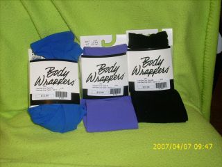 Body Wrappers Crop Footless Tight, Black, Royal Blue & Purple