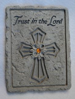   THE LORD Cross plaque sign wall decor inspirational faith faux stone