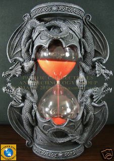 DUAL DRAGON SANDTIMER RED SAND KEEPERS OF TIME STATUE 16 MINUTES 