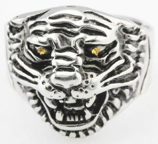 Men Tiger 316L Stainless steel rings Fashion Jewelry D004 Size 8 9 10 