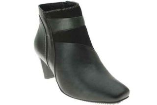   Step CAMPBELL Womens Black Gray Leather Side Zip Fashion Ankle Boots