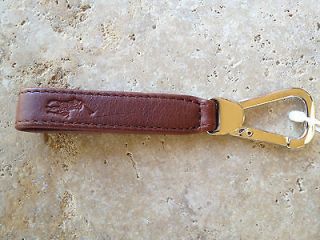   Lauren Key Chain Fob Brown Leather Strap w/Toggle & Embossed Pony