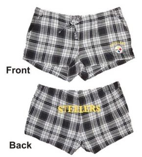 Pittsburgh Steelers Black Crossroad Ladies Flannel Shorts Womens 